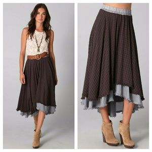 Plaid high low free people skirt